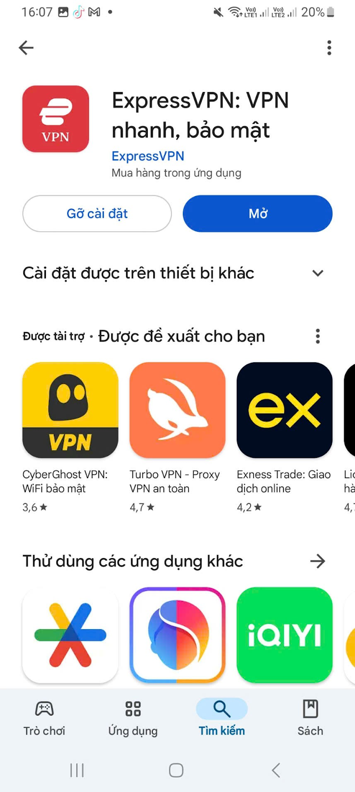 Anh em nhấn Mở để bắt đầu quá trình cài đặt ExpressVPN