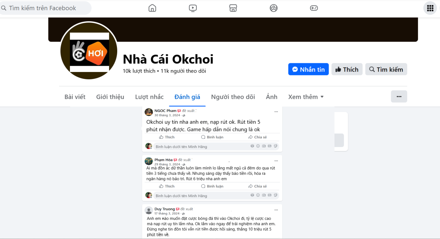 Đánh giá của người chơi về nhà cái Okchoi