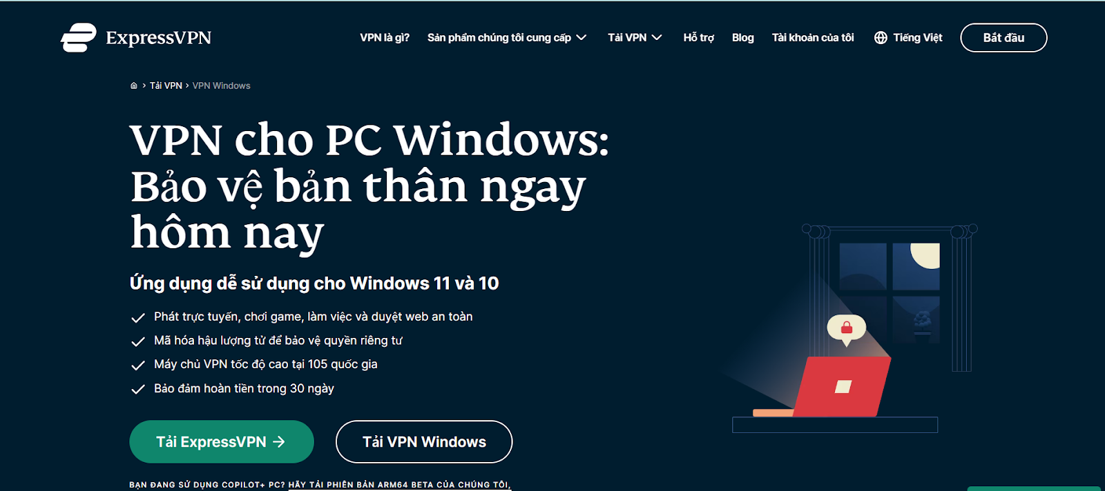 Tiếp theo anh em nhấn tải VPN Windows 